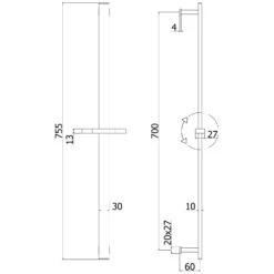 Steinkamp Brausestange Eckig 70 Cm