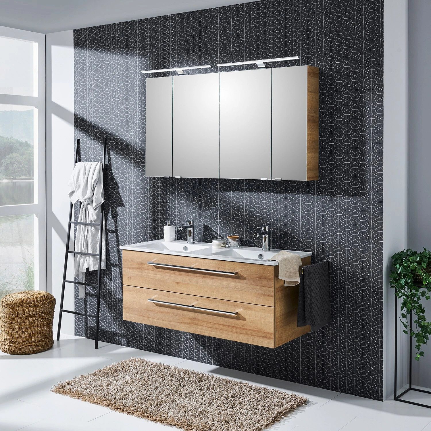 Steinkamp Life 2.0 Badmöbel Set 121 Cm Mit LED-Spiegelschrank, Doppelwaschtisch – Bild 7