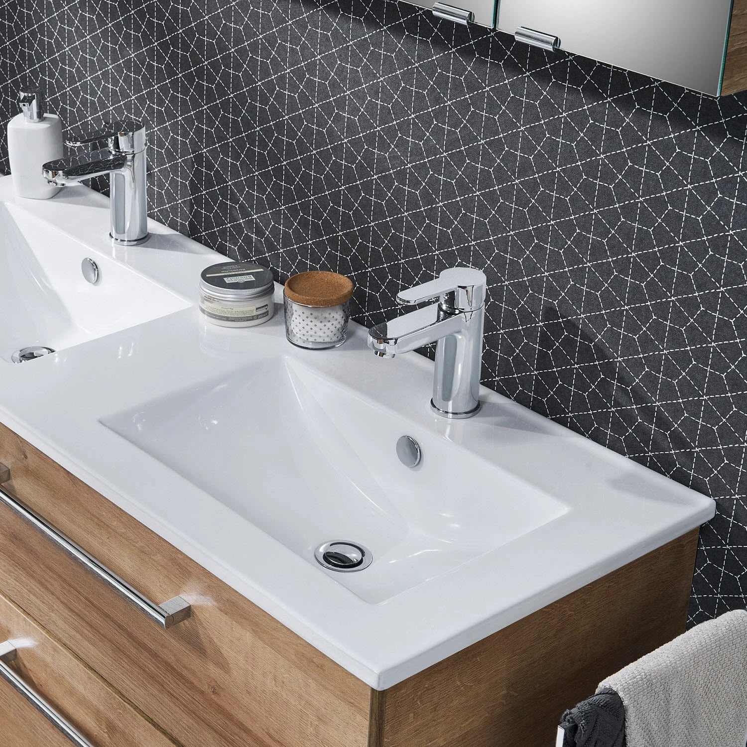 Steinkamp Life 2.0 Badmöbel Set 121 Cm Mit LED-Spiegelschrank, Doppelwaschtisch – Bild 3