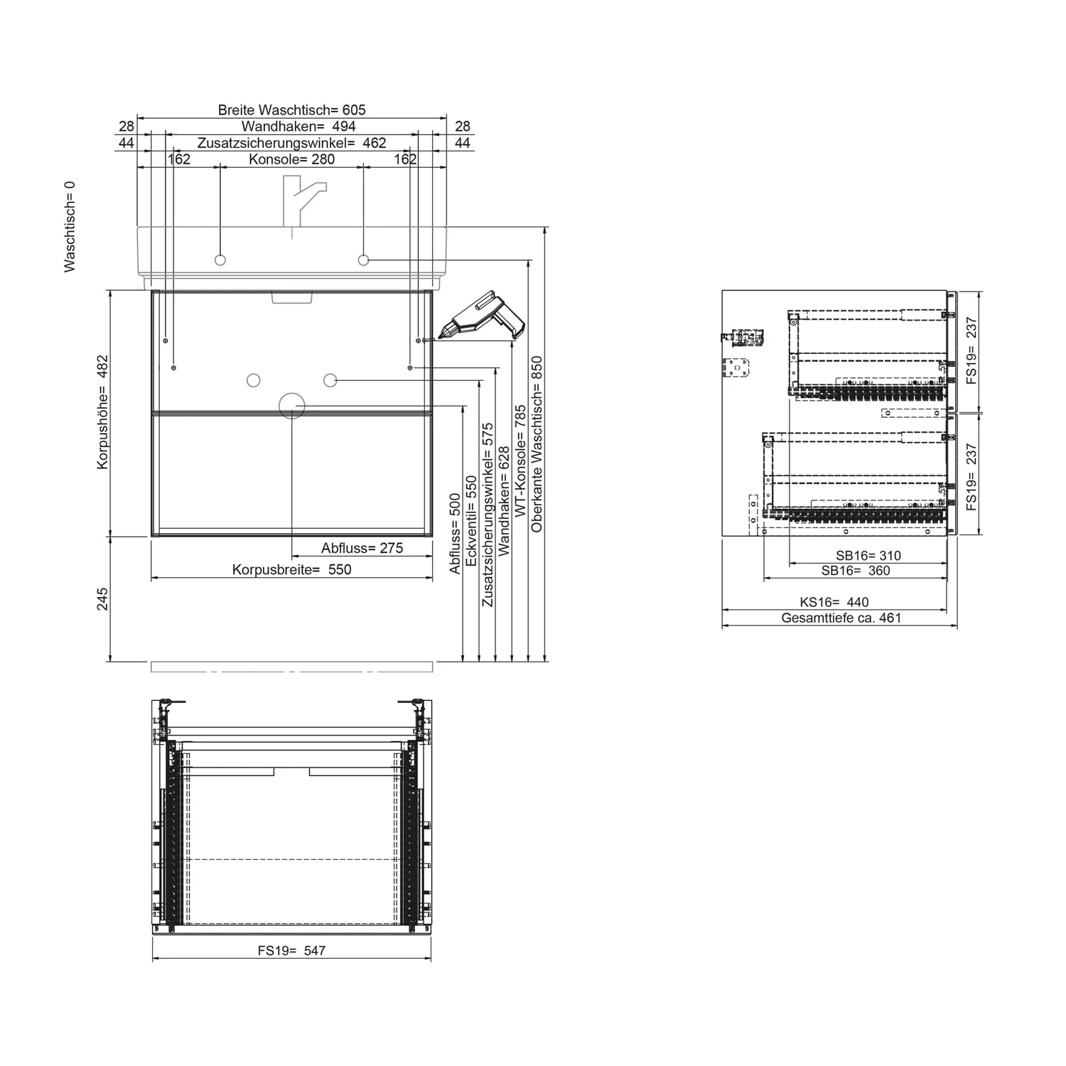Steinkamp Living 2.0 / GROHE Cube Waschtisch 60 Cm Mit Unterschrank 57 Cm Inkl. Raumsparsiphon â Bild 4