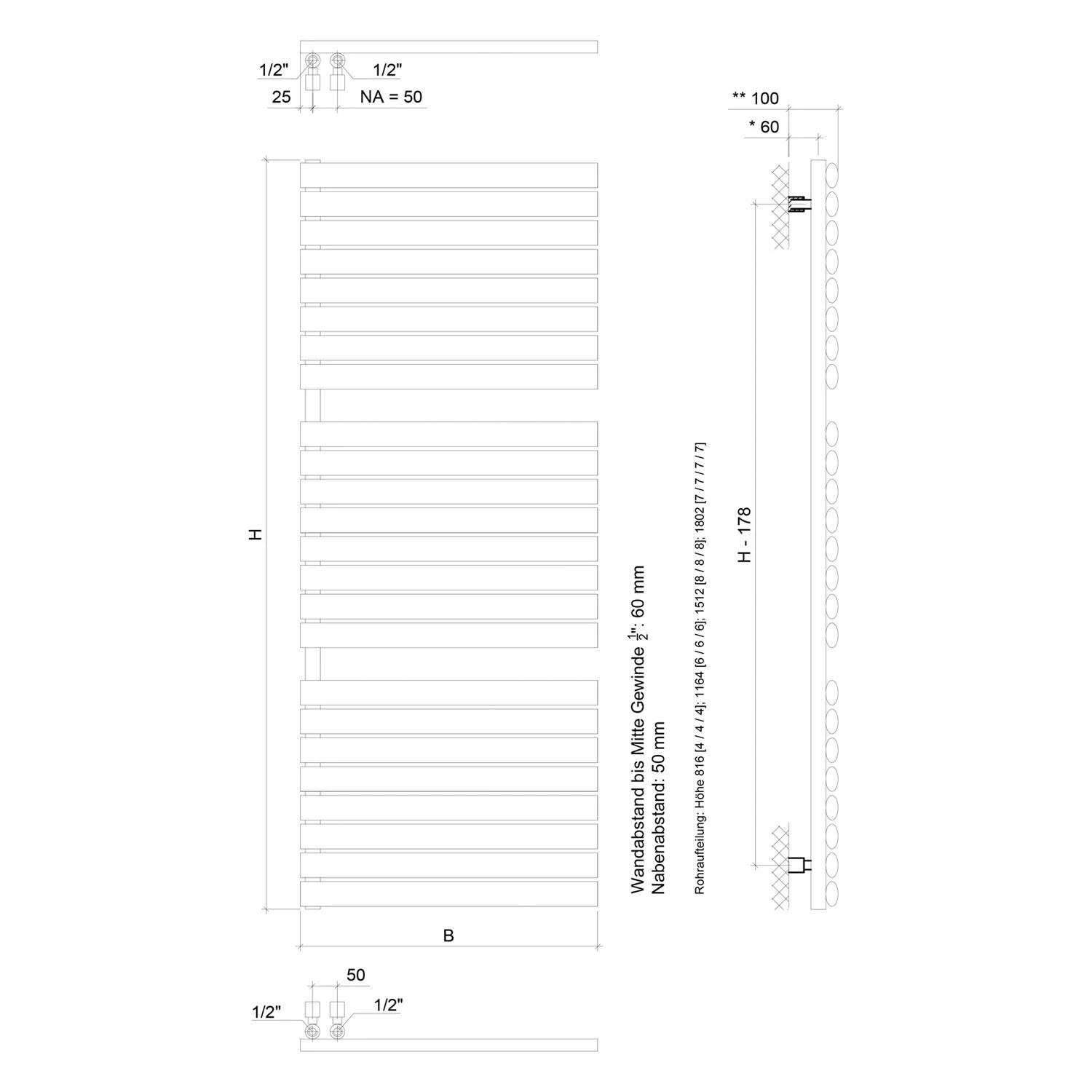 Sturotec Bath 2 Badheizkörper 60 X 81,6 Cm Öffnung Links – Bild 2