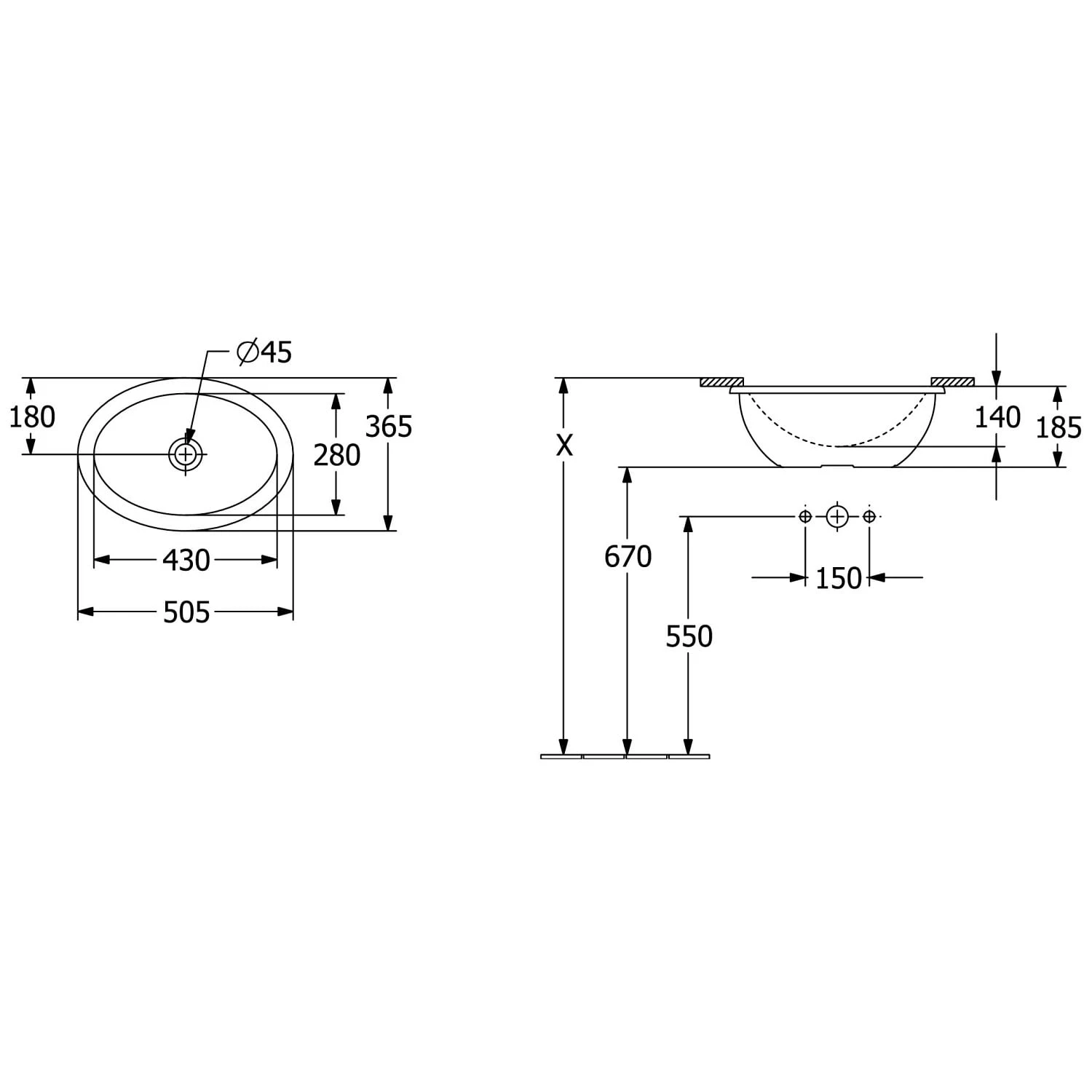 Villeroy & Boch Loop & Friends Unterbauwaschbecken Oval 50,5 X 36 Cm, Mit Überlauf – Bild 3