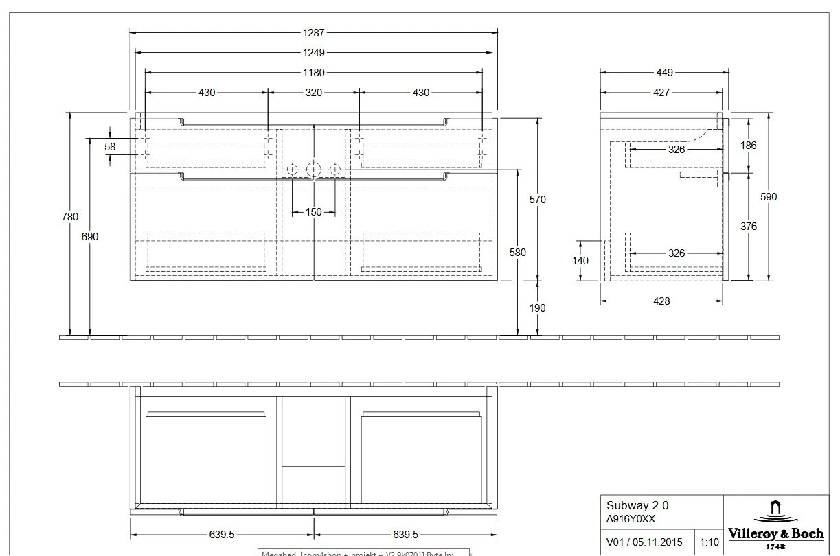 Villeroy & Boch Subway 2.0 Waschtisch-Kombination 130 Cm Mit 4 Auszügen Und Spiegel More To See 14 – Bild 4