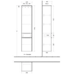 Villeroy & Boch Subway 3.0 Hochschrank, 1 Auszug Und 2 Türen, Anschlag Links, Griffe Glänzend
