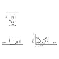 VitrA Sento Stand-WC VitrA Flush 2.0 Tiefspüler, Ohne Spülrand Mit Oberflächenveredelung