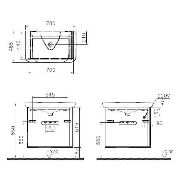 Vitra Sento Waschtischkombination 78 X 48,5 Cm Mit 2 Auszügen – Bild 3